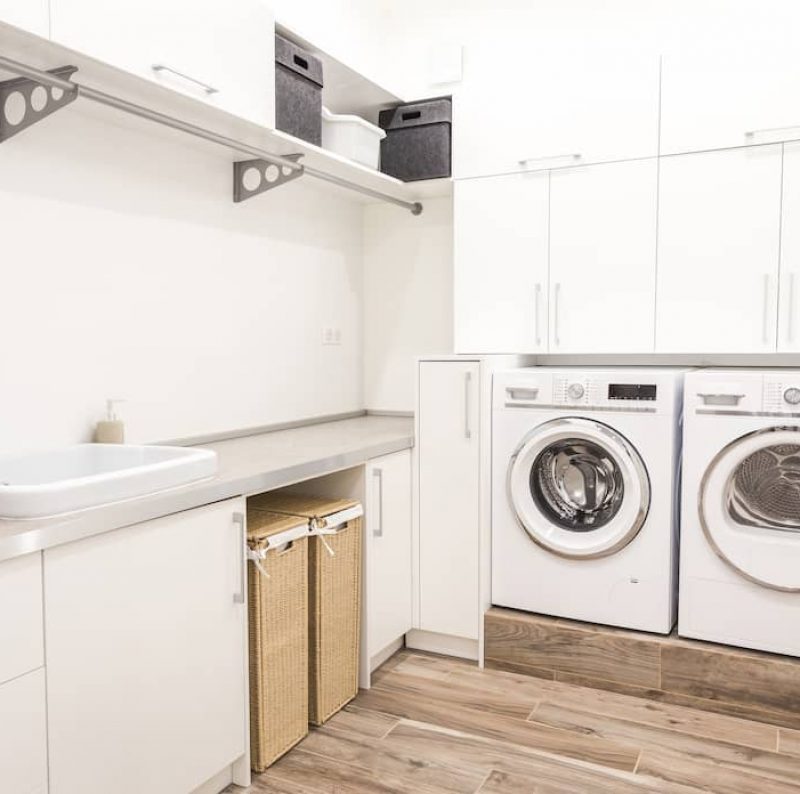 White Laundry Cabinets — Kitchen Cabinetry in Gympie, QLD